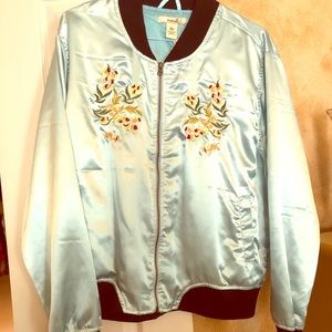 Satin floral bomber jacket